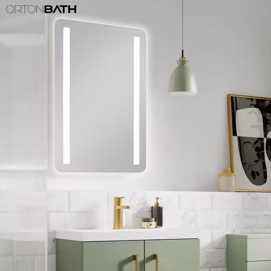 Ortonbath Front Lit Rectangular LED Bathroom Mirror with Lights, Dimmable Vanity Mirror, Wall Mounted Smart Mirror and Adjustable 3000