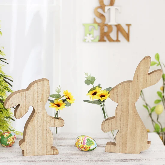 Wooden Bunny Decoration Desk Easter for Home and Party