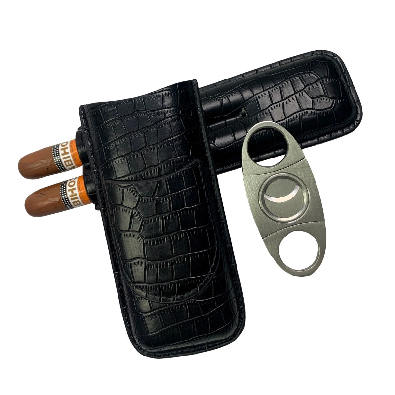 Wholesale Travel Cigar Case PU Leather Personalized Cigar Humidor