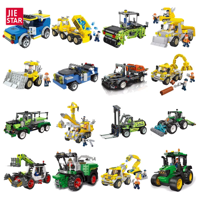 Jiestar Toys Wholesale DIY Construction Building Block Model Toy Juguetes Educational Baby Toy Promotional Gift Alloy Diecast Toy Car Plastic Kids Children Toy
