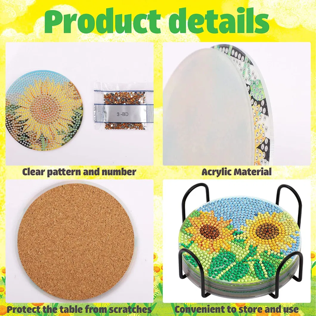 New Style Sunflower Acrylic Diamond Painting Coaster DIY Cup Mat