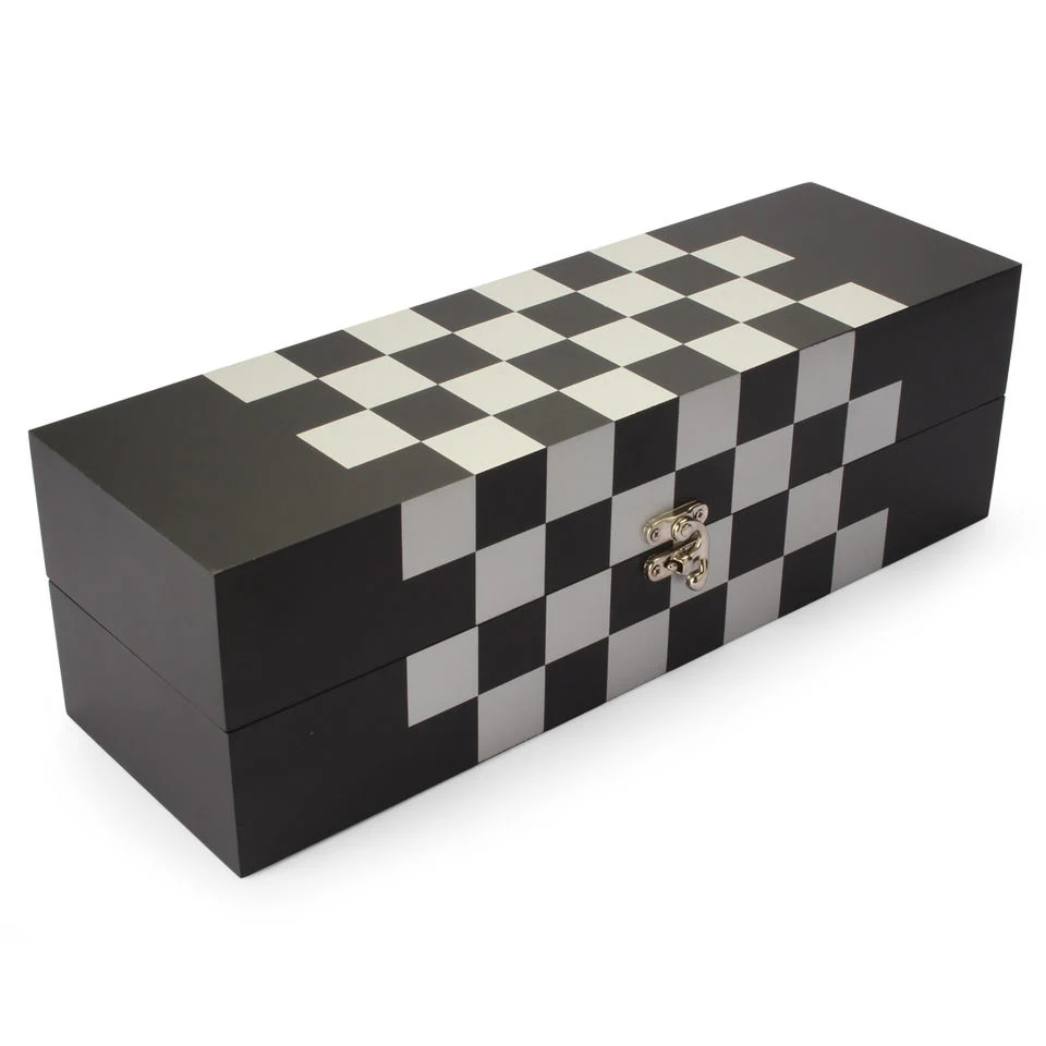 New Design Wooden Wine Bottle Box Wine Storage Box with Wine Accessories Chess Game Set