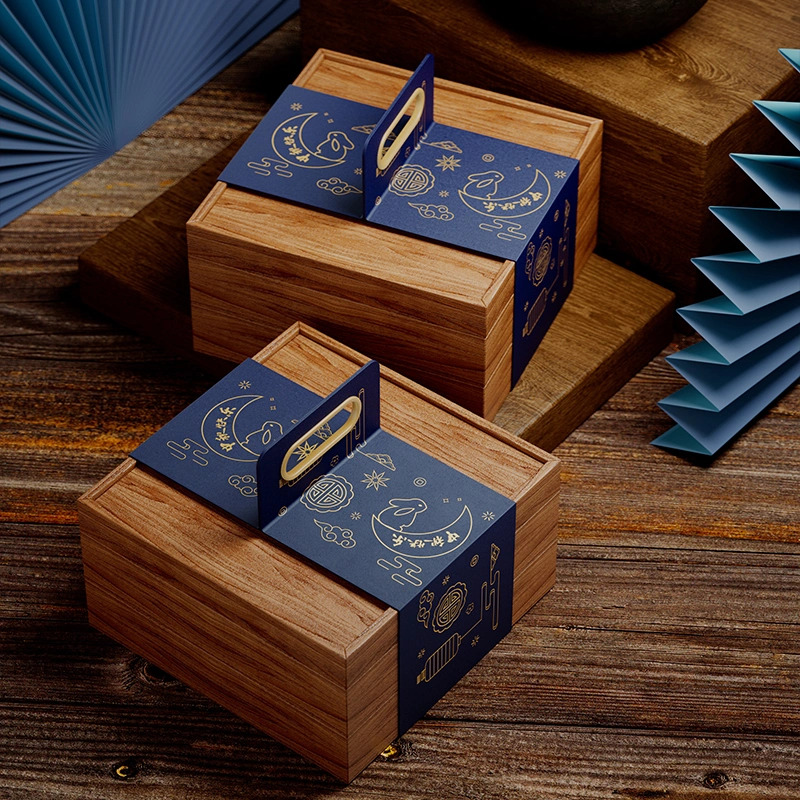 MID-Autumn Mooncake Gift Box Empty Box High-End Creative Packaging Business Mooncake Wholesale Luxury Wooden Gift Box
