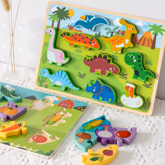 Wooden 3D Puzzle Montessori Shape Sorting Game Early Education Toys