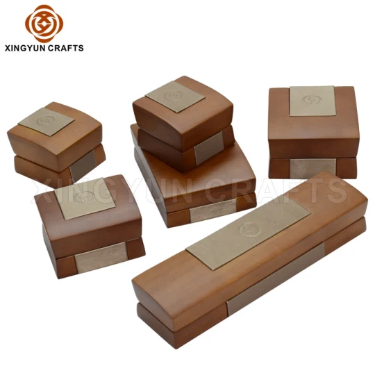 Luxury Walnut Wooden Jewelry Set Package Box Brown Lacquer Painting Jewel Display Storage Box