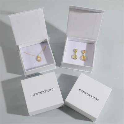 9*9*3.5cm White Luxury Flip Magnetic Jewelry Box Cardboard Bracelet Ring Earring Necklace Jewelry Box with Logo