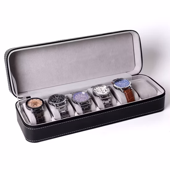 6/10/12 Slots Watch Box Organizer for Men Black Display Watch Storage Case