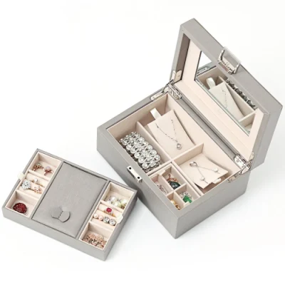 High End Trendy Luxury Travel Jewelry Collection Box with Mirror