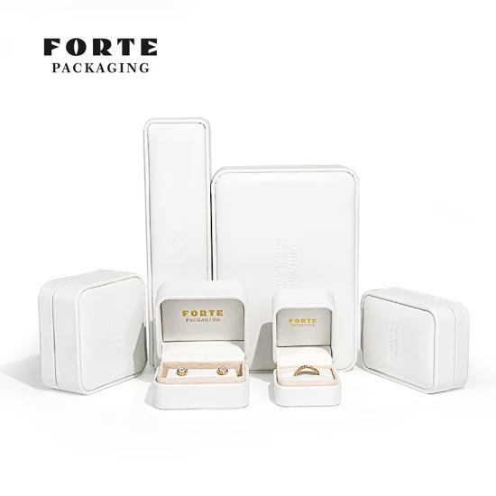 Forte Luxury Fashion Leather Jewelry Packaging Custom Logo White Color Jewellery Box